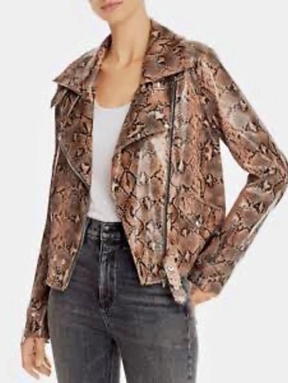 BLANKNYC Snakeskin Print Moto Jacket